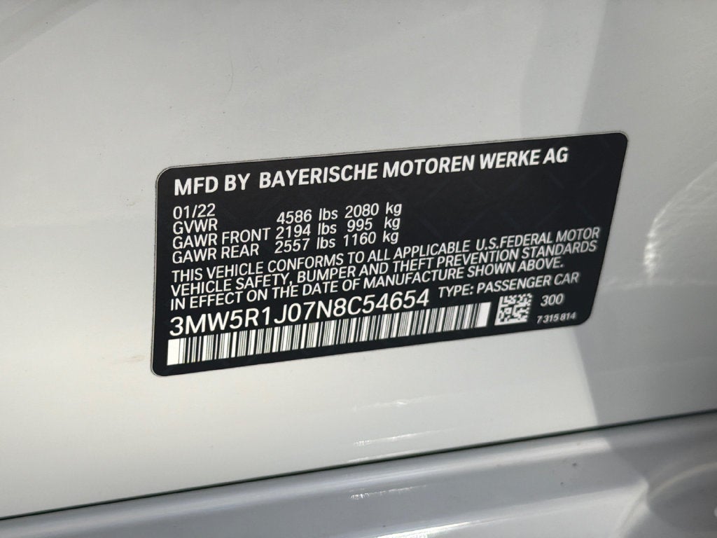 2022 BMW 3 Series 330i SE 19 P2 DRVAST AC